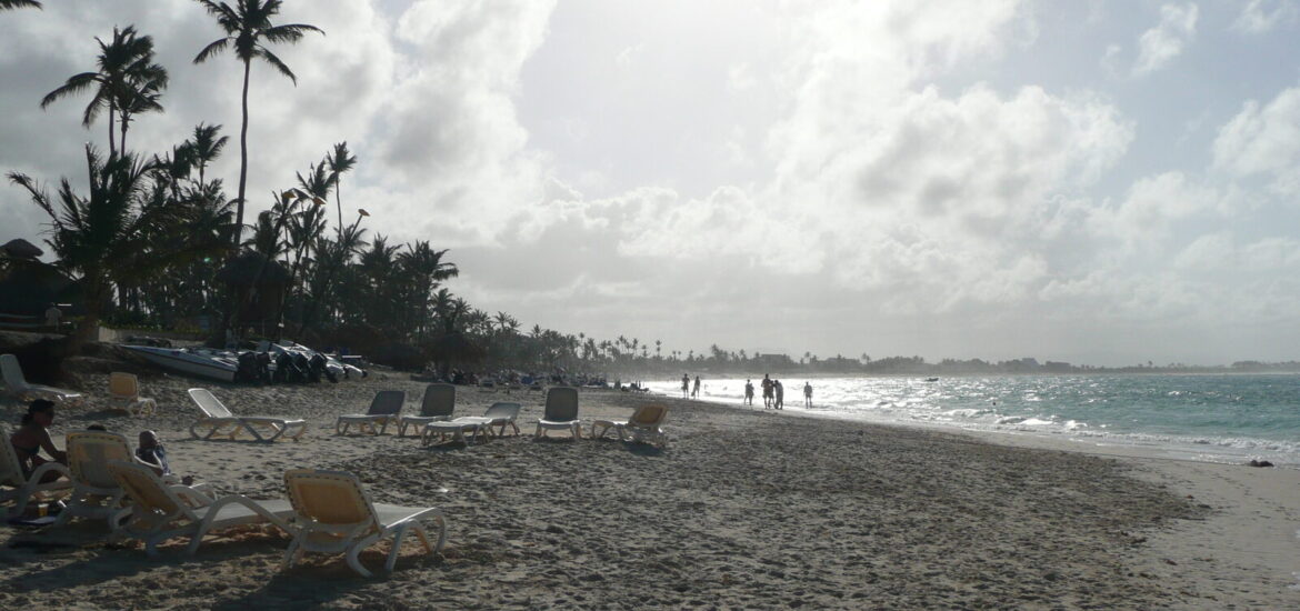 Coastline looking north at Punta Cana, Dominican Republic