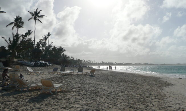 Coastline looking north at Punta Cana, Dominican Republic